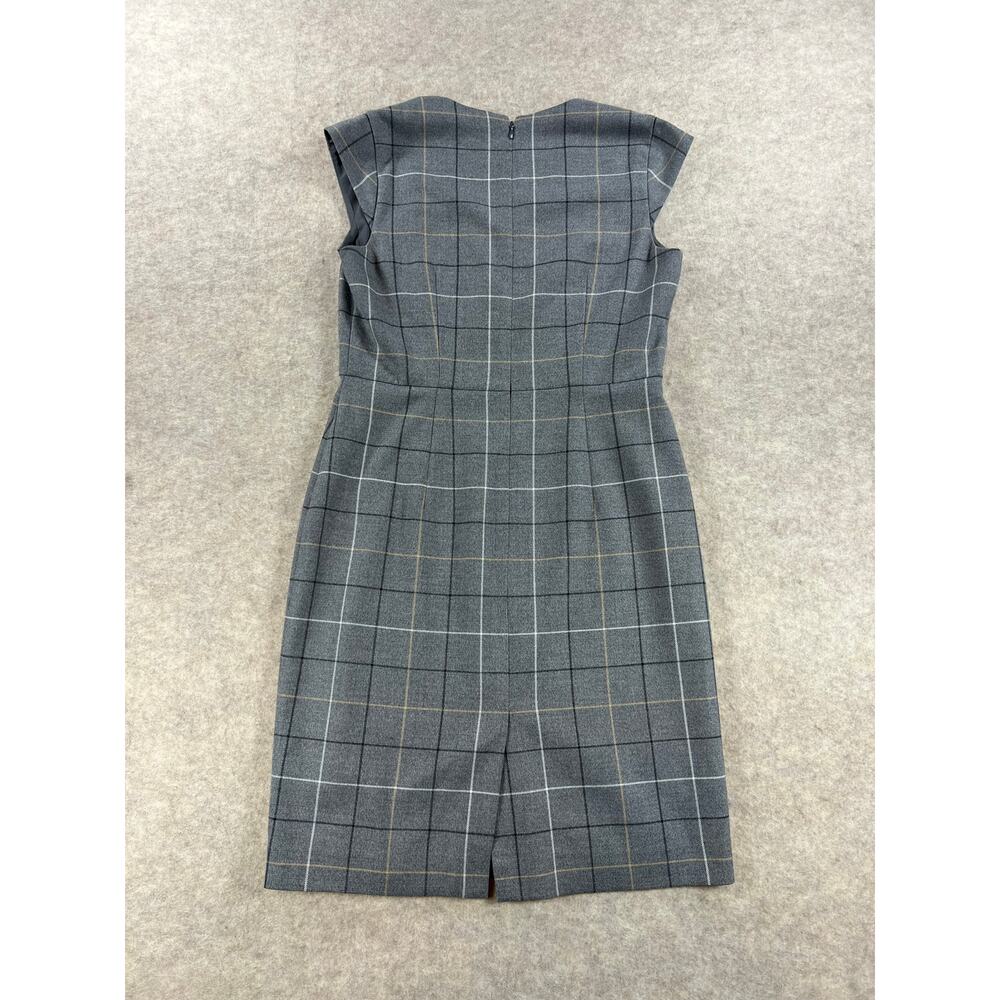Ann Taylor Windowpane Plaid Sheath Dress Gray Women's Size 4 Petite - Picture 4 of 9